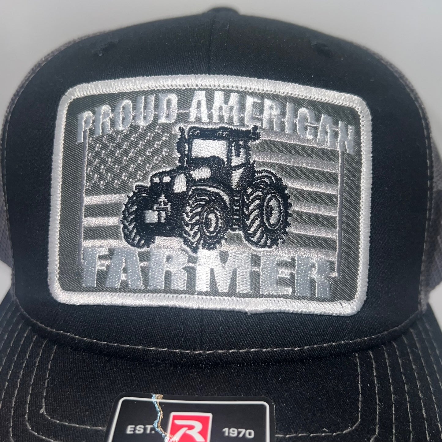 Proud American Farmer Tractor Patch Richardson 112 Trucker Cap
