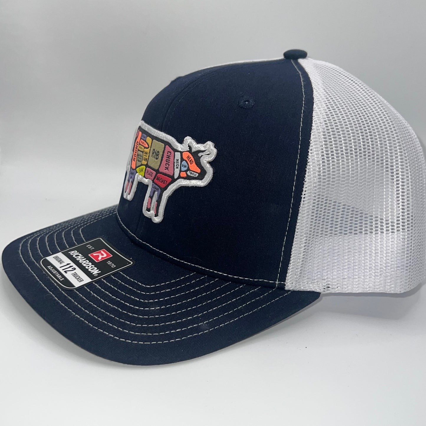 Beef Cow Butcher Chart Richardson 112 Trucker Hat | BBQ Smoker Meat Lover Cap