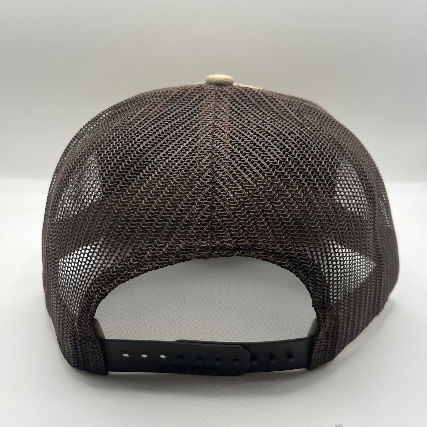 Catfish USA Leather Patch Cap | Richardson 112 Trucker Snapback | Khaki/Brown