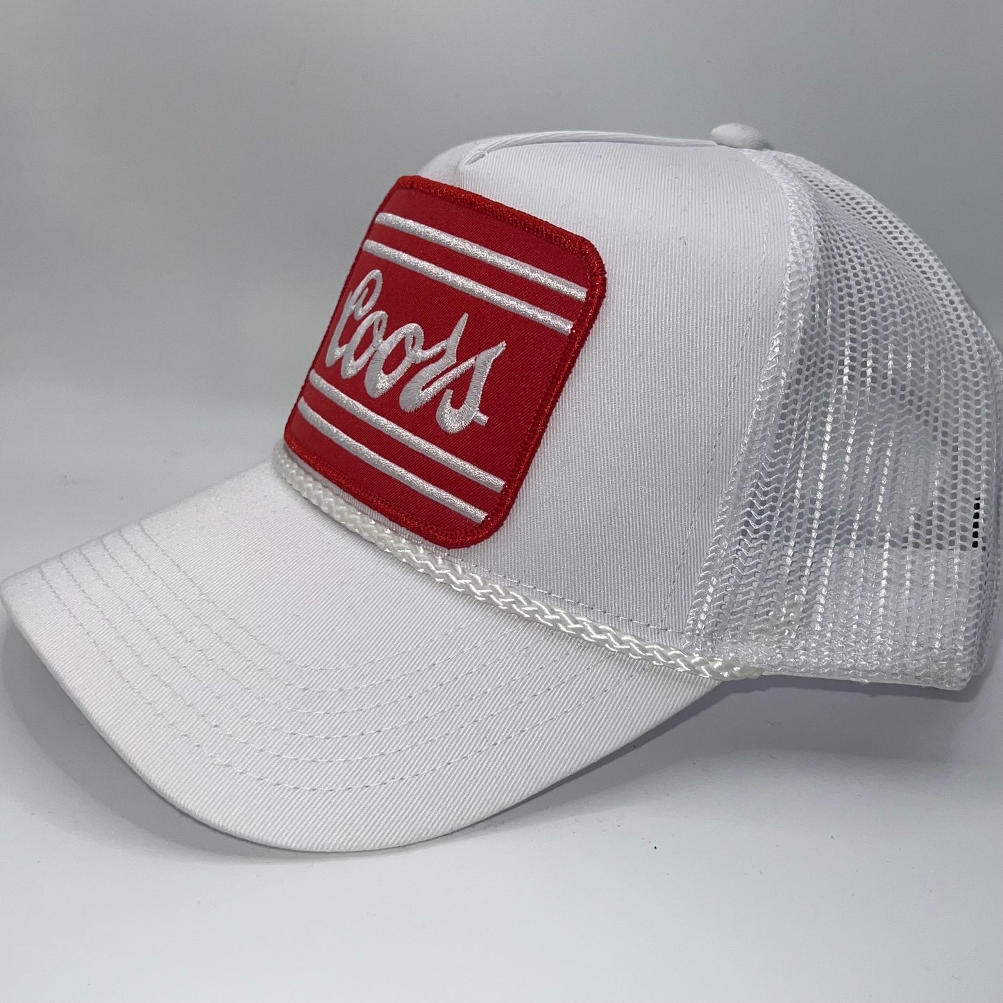 Coors Beer Patch Cap | White Rope & Charcoal/Neon Trucker Caps