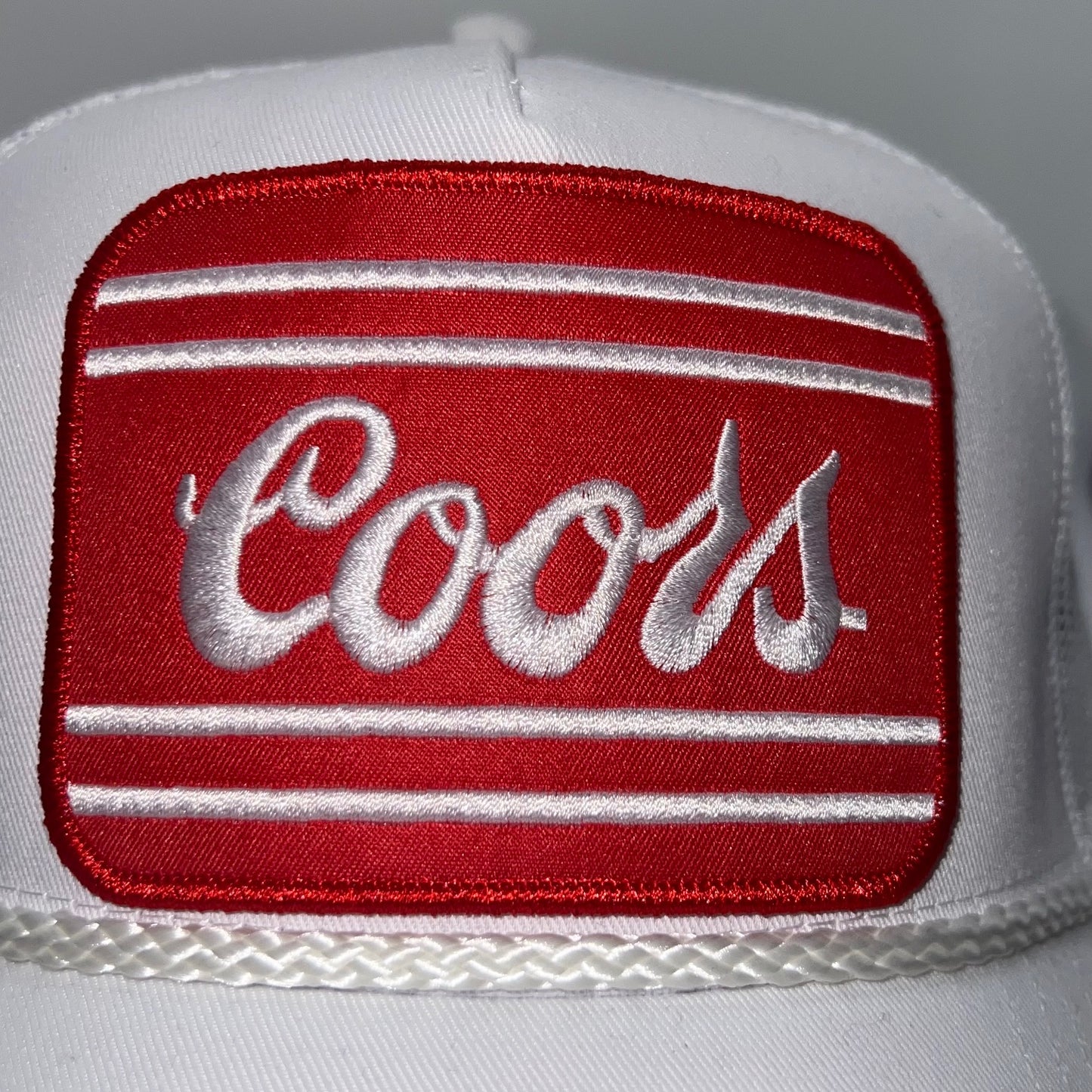 Coors Beer Patch Cap | White Rope & Charcoal/Neon Trucker Caps