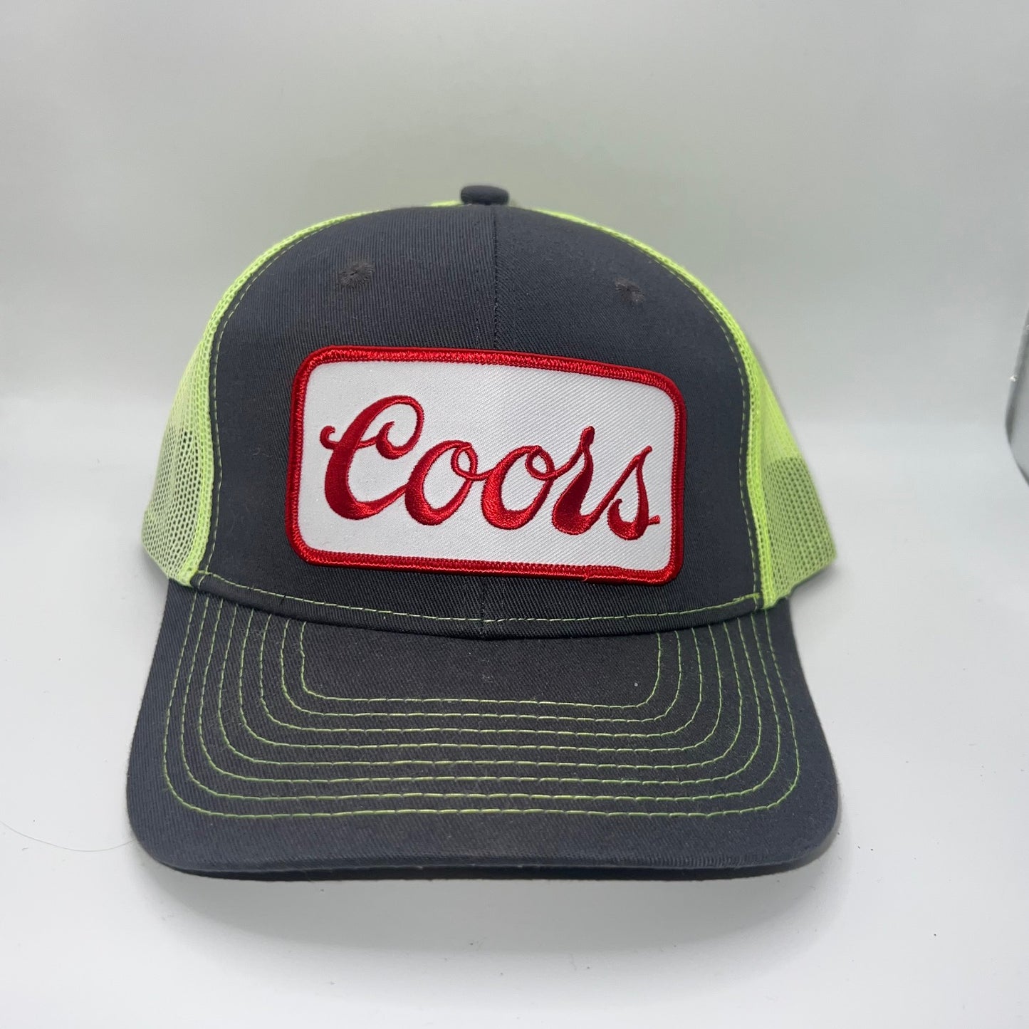 Coors Beer Patch Cap | White Rope & Charcoal/Neon Trucker Caps