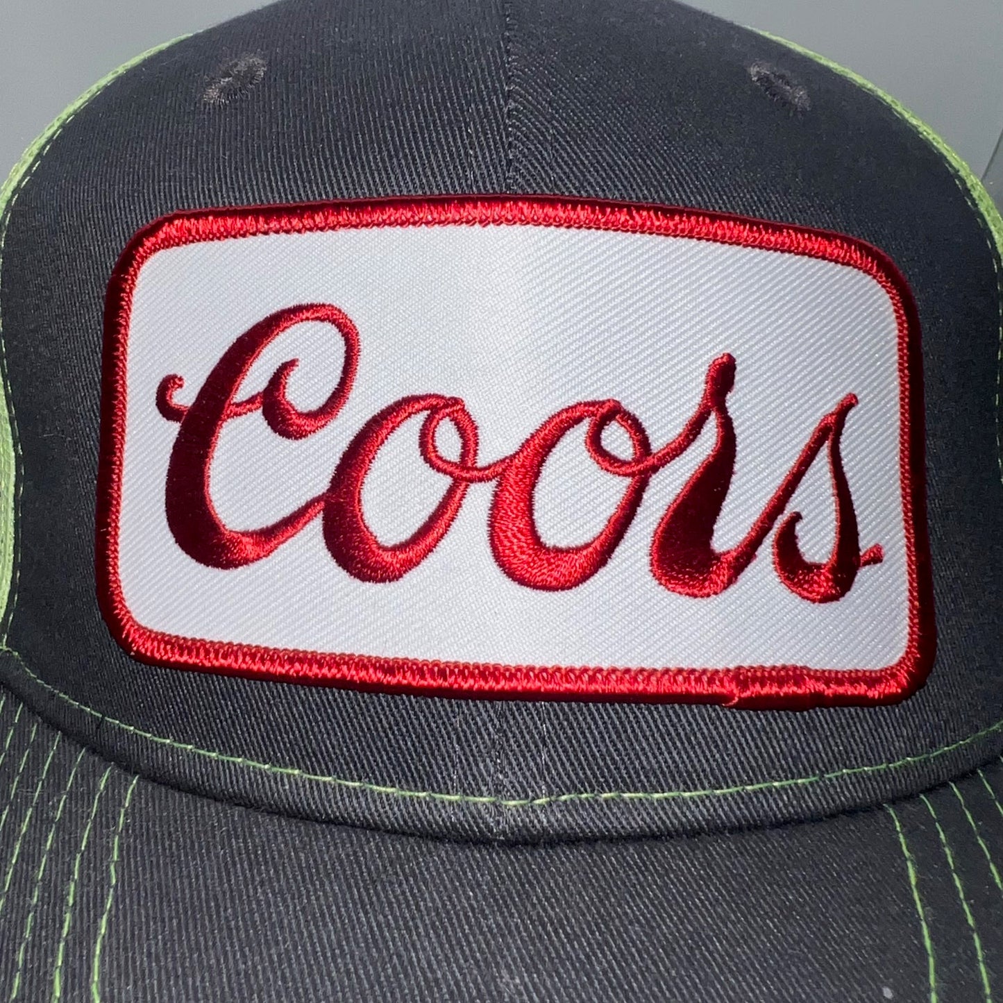 Coors Beer Patch Cap | White Rope & Charcoal/Neon Trucker Caps