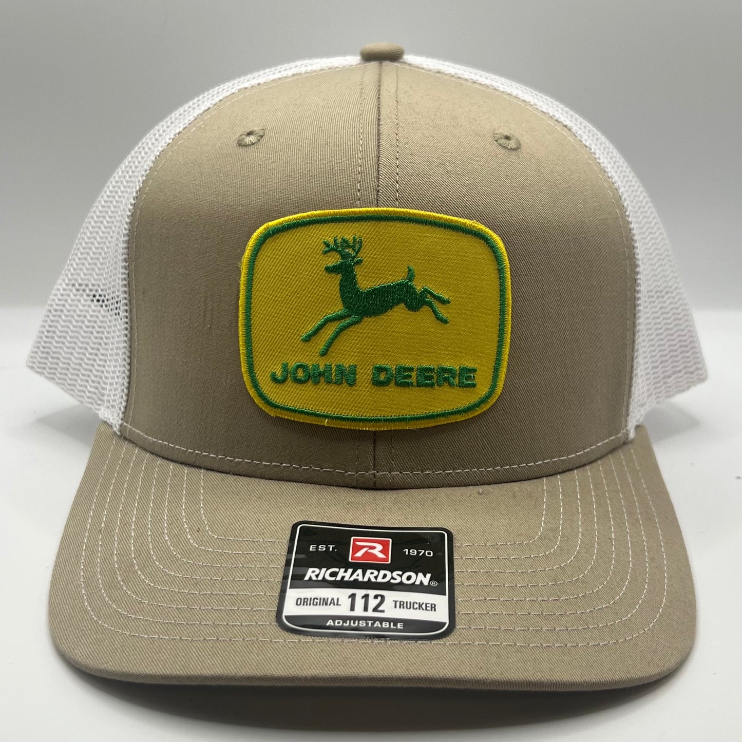 John Deere Vintage Patch Richardson 112 Trucker Cap | Khaki White Farm Hat