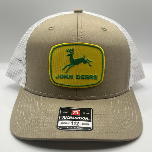 John Deere Vintage Patch Richardson 112 Trucker Cap | Khaki White Farm Hat