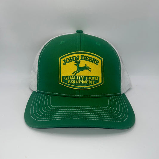 John Deere Quality Farm Equipment Patch Cap | Green/White Outdoor Cap 771 Snapback