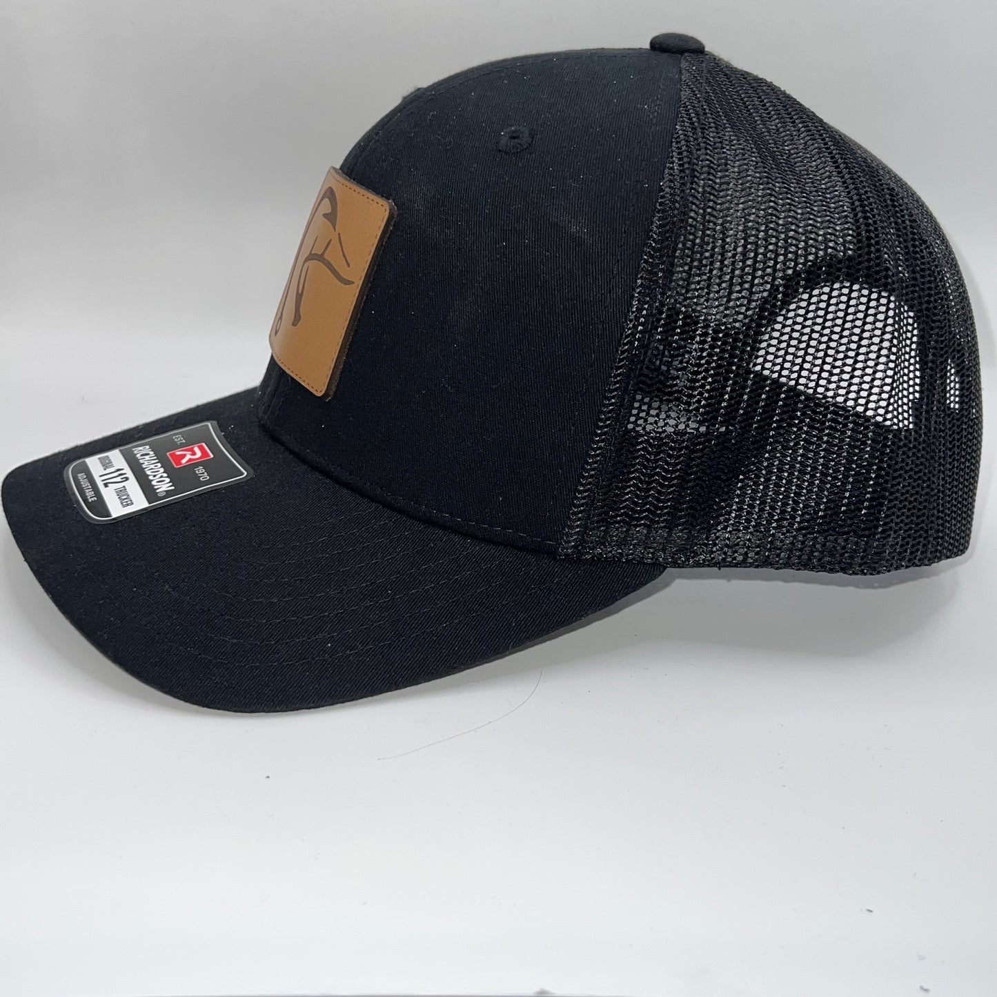 Richardson 112 Black Leather Duck Hunting Patch Trucker Cap