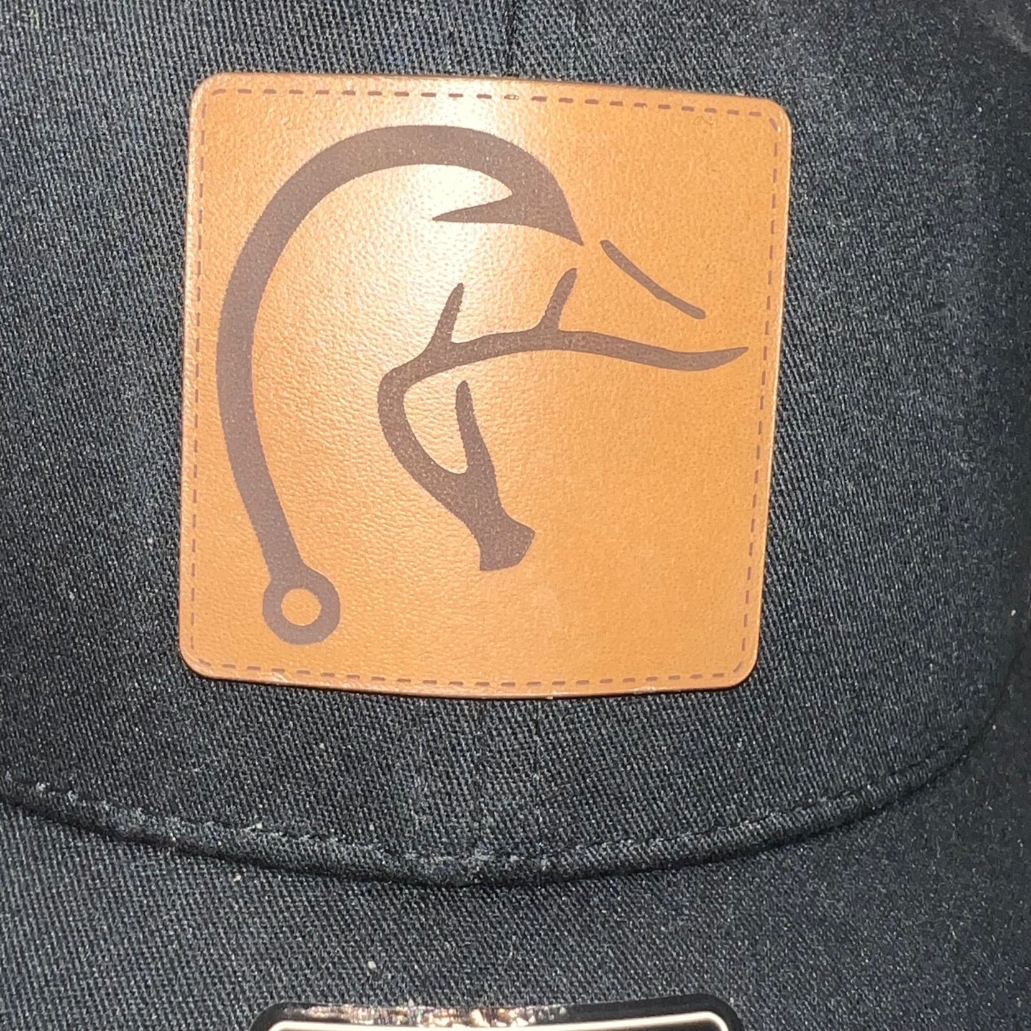 Richardson 112 Black Leather Duck Hunting Patch Trucker Cap