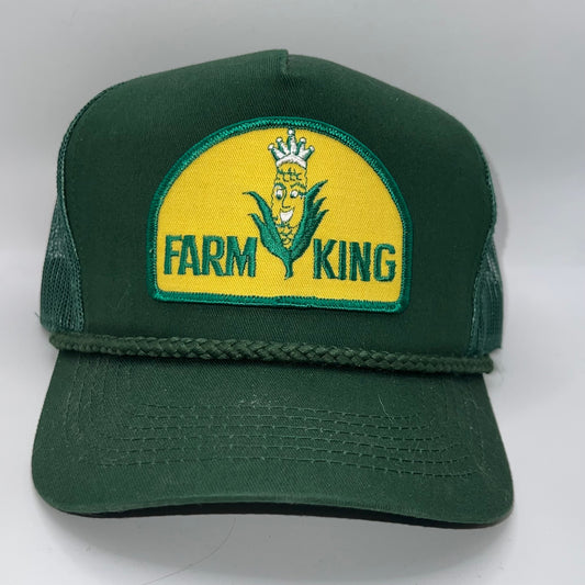 Farm King Vintage Patch Cap Green Rope Trucker Farm Corn Hat