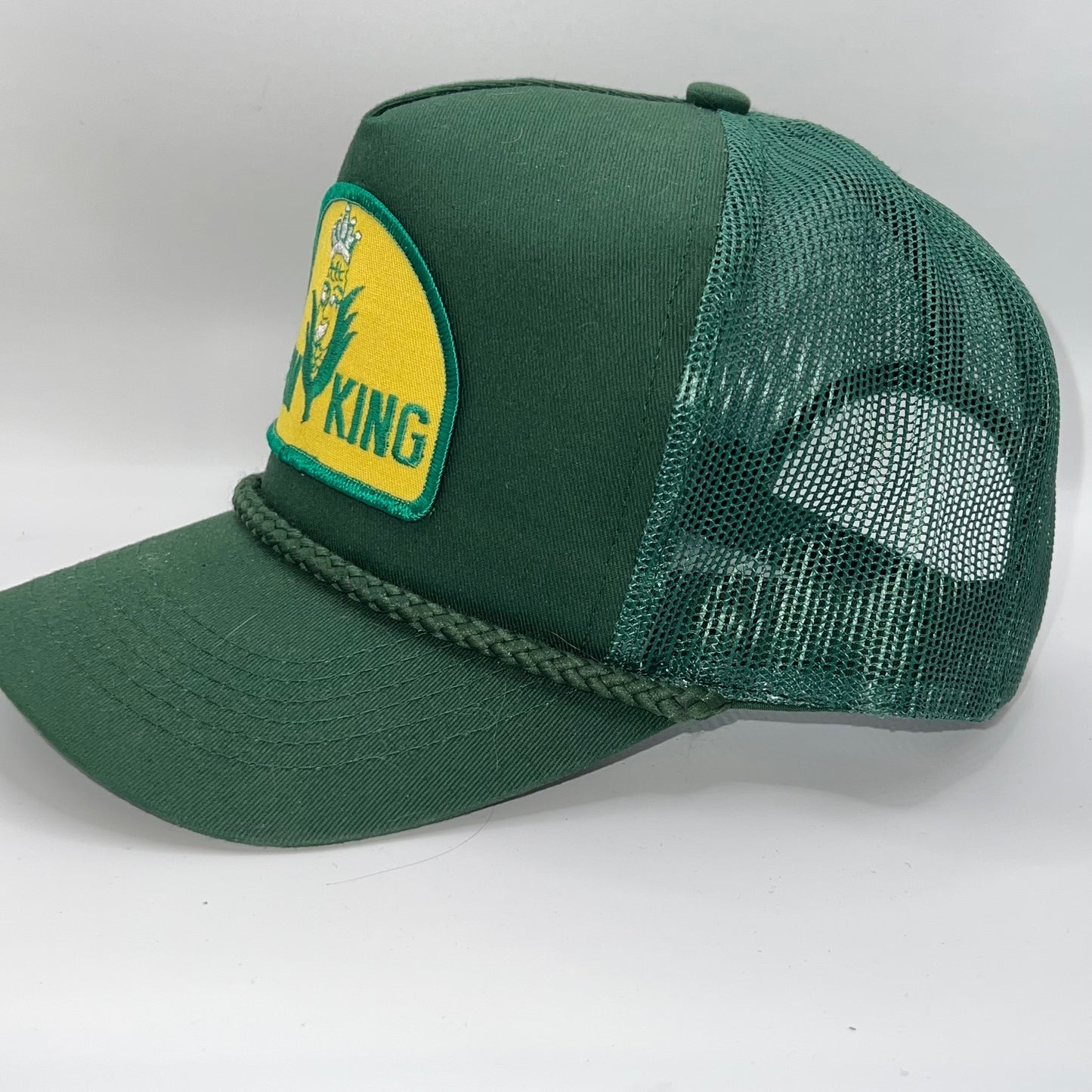 Farm King Vintage Patch Cap Green Rope Trucker Farm Corn Hat