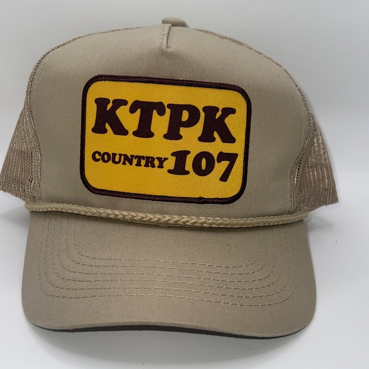 Vintage KTPK Country 107 Patch Cap | Khaki Rope Trucker Cap | Country Radio Station Hat