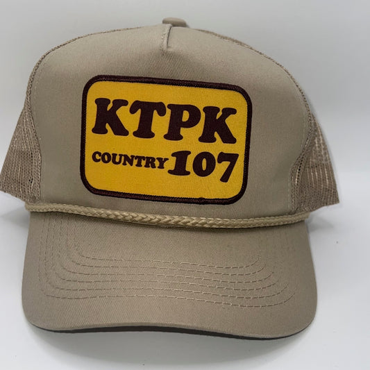 Vintage KTPK Country 107 Patch Cap | Khaki Rope Trucker Cap | Country Radio Station Hat