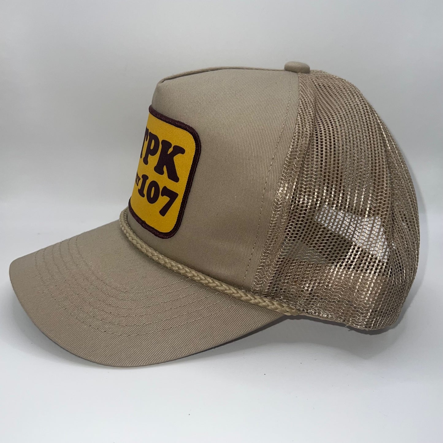 Vintage KTPK Country 107 Patch Cap | Khaki Rope Trucker Cap | Country Radio Station Hat