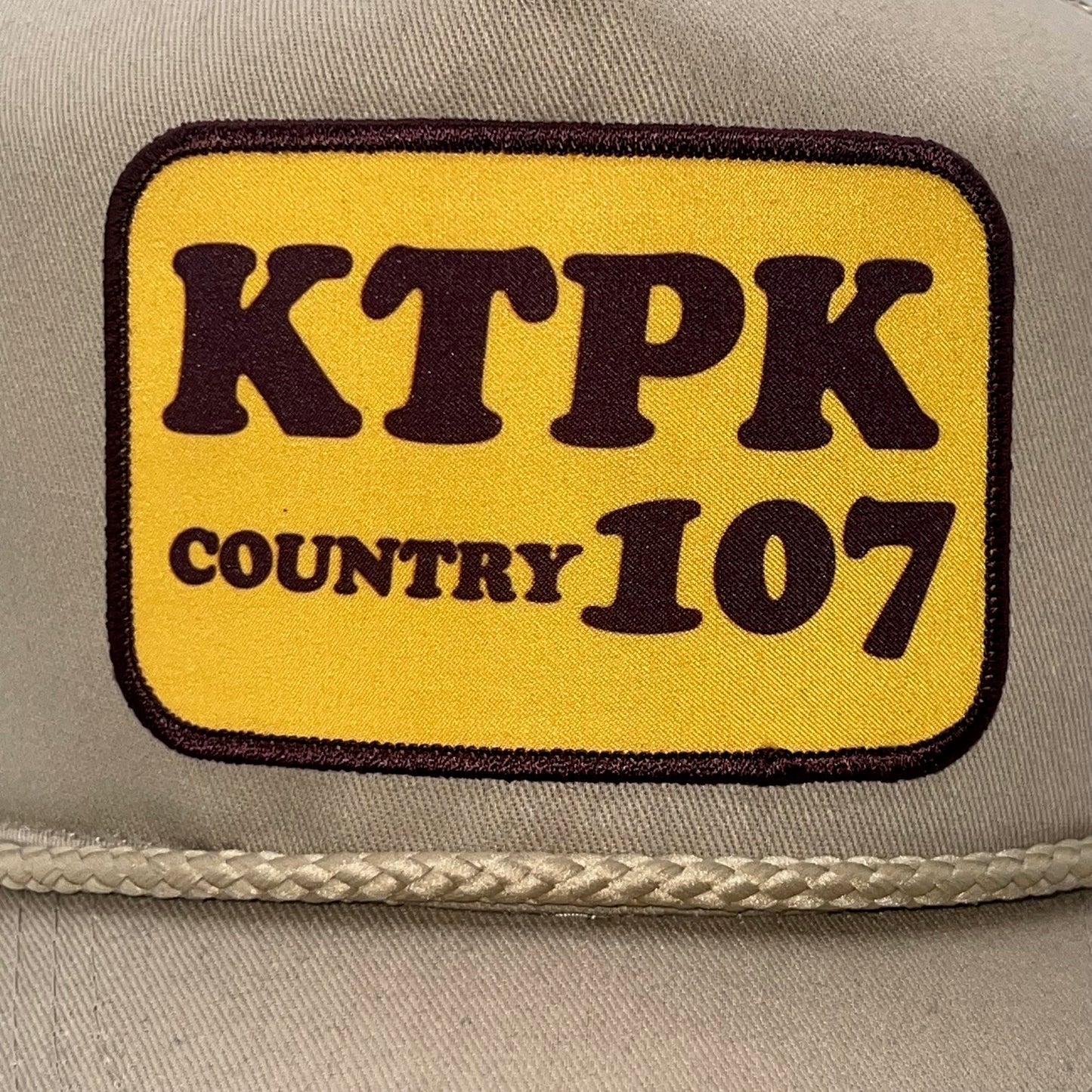 Vintage KTPK Country 107 Patch Cap | Khaki Rope Trucker Cap | Country Radio Station Hat