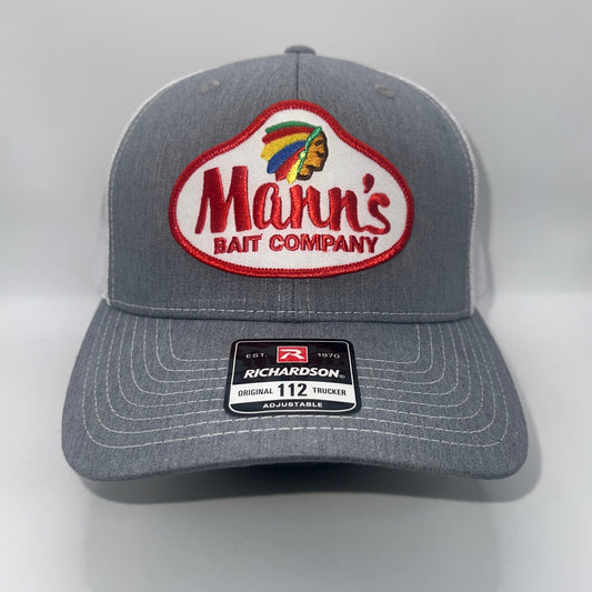 Mann's Bait Company Patch Cap | Richardson 112 Heather Gray & White Trucker