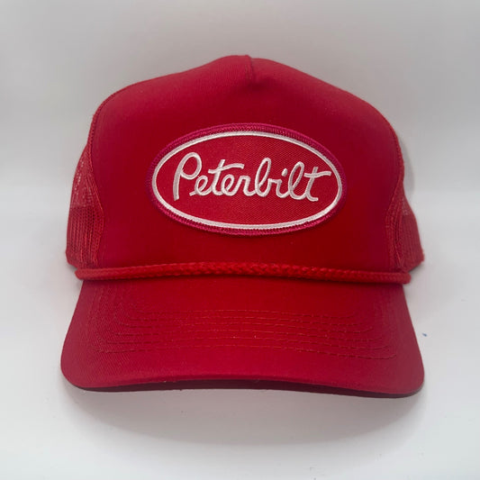 Peterbilt Red Rope Trucker Cap – Embroidered Oval Logo Patch | Mesh SnapBack