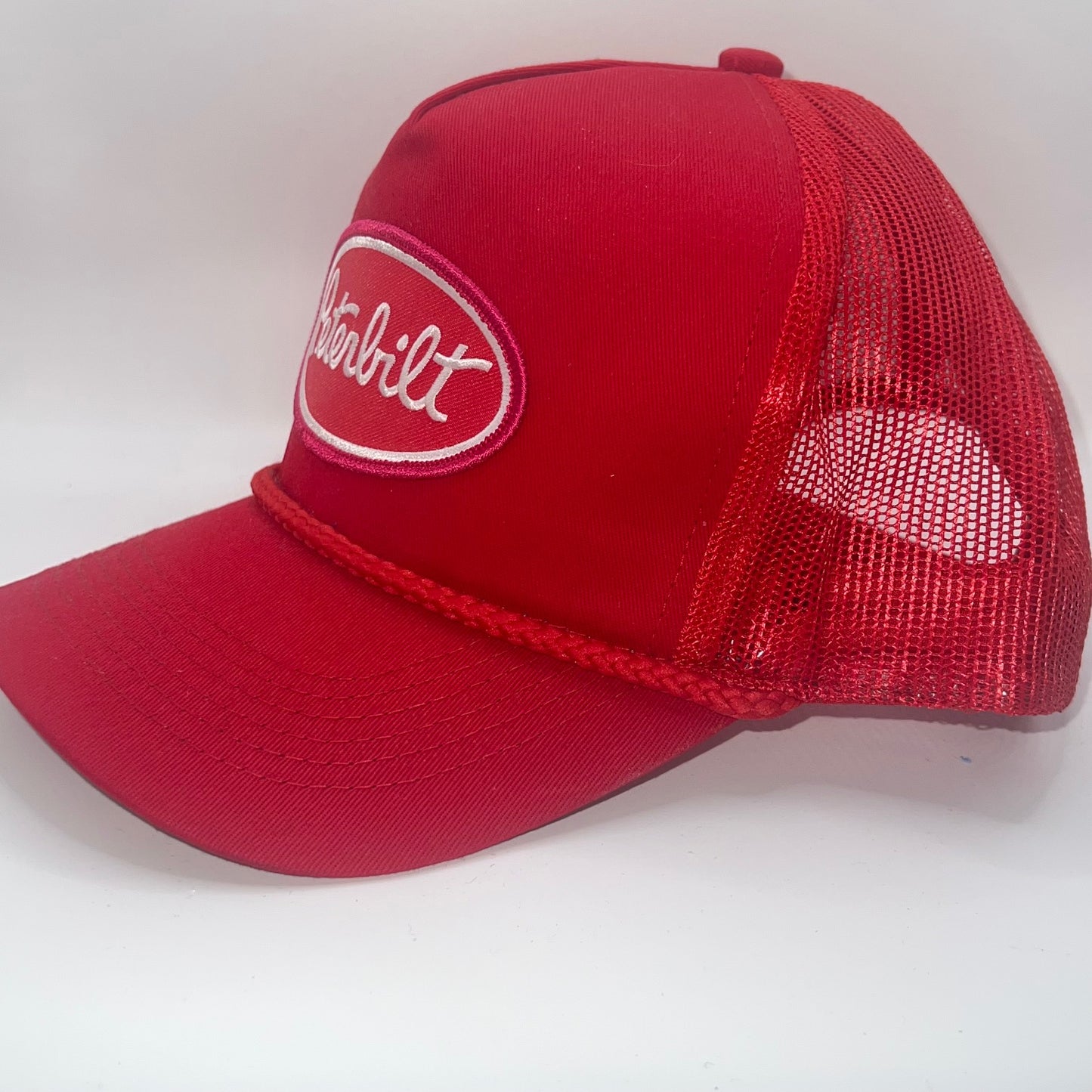 Peterbilt Red Rope Trucker Cap – Embroidered Oval Logo Patch | Mesh SnapBack