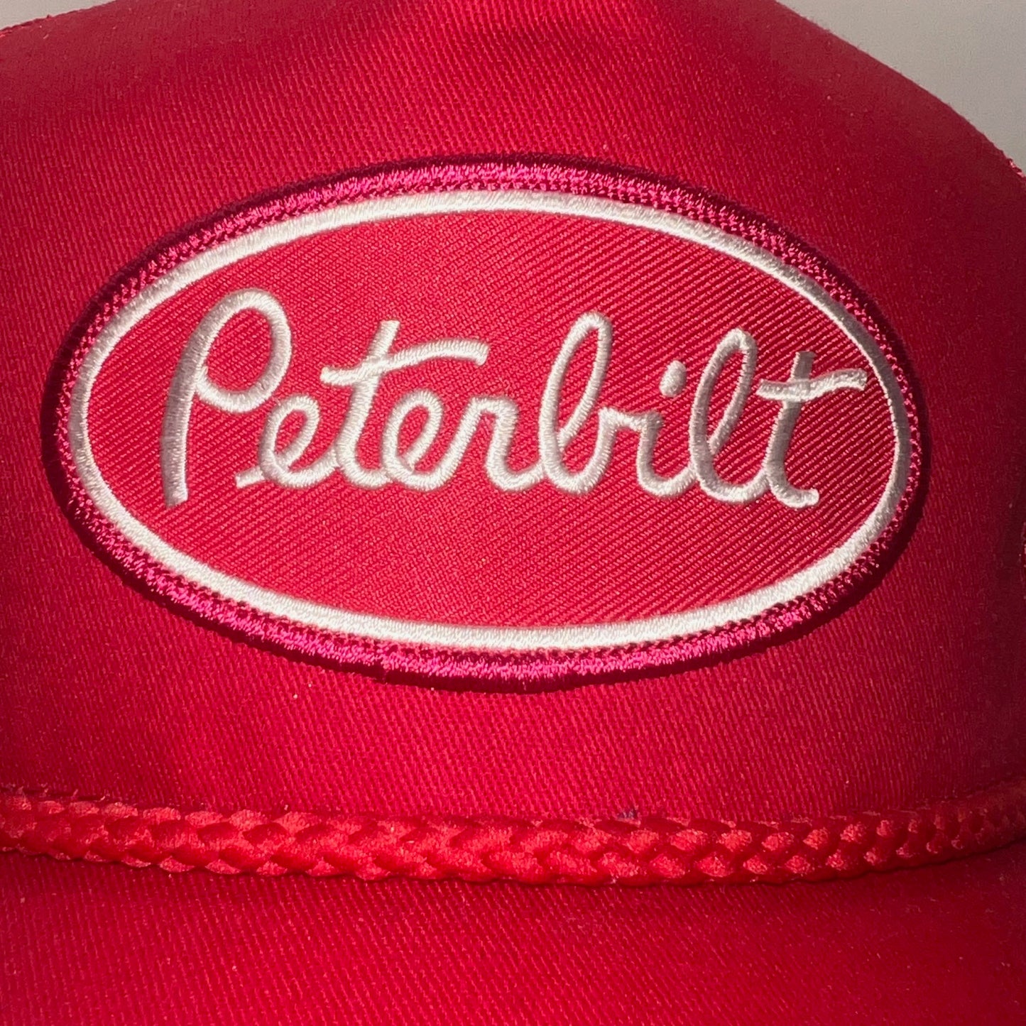 Peterbilt Red Rope Trucker Cap – Embroidered Oval Logo Patch | Mesh SnapBack