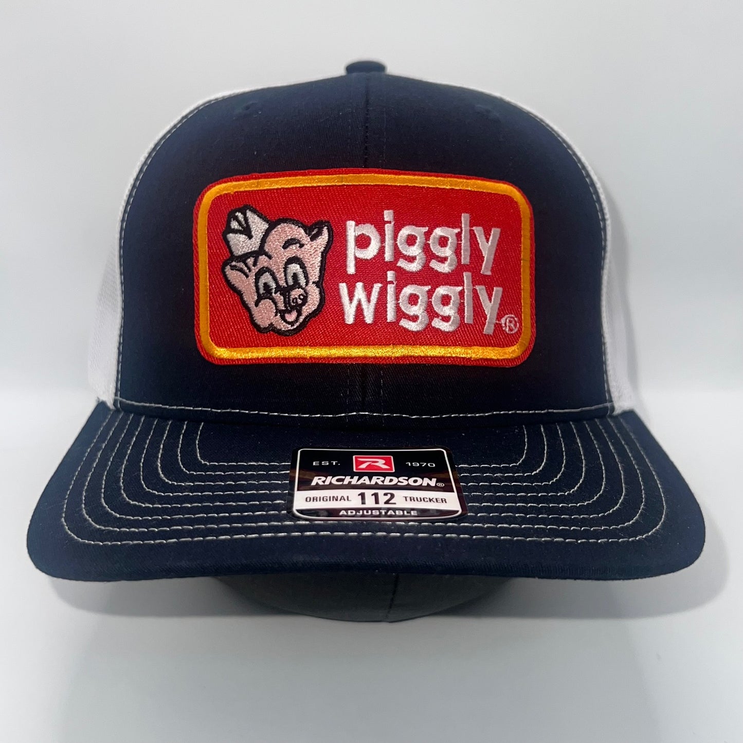 Piggly Wiggly Patch Cap | Richardson 112 Black & White Trucker Snapback