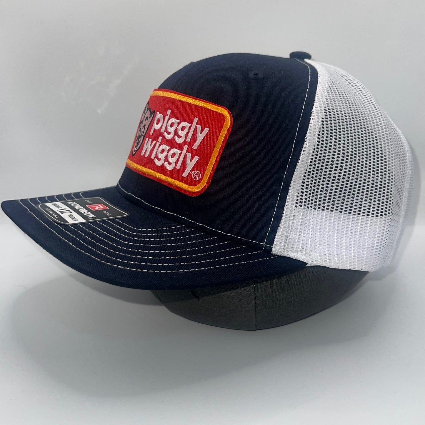 Piggly Wiggly Patch Cap | Richardson 112 Black & White Trucker Snapback