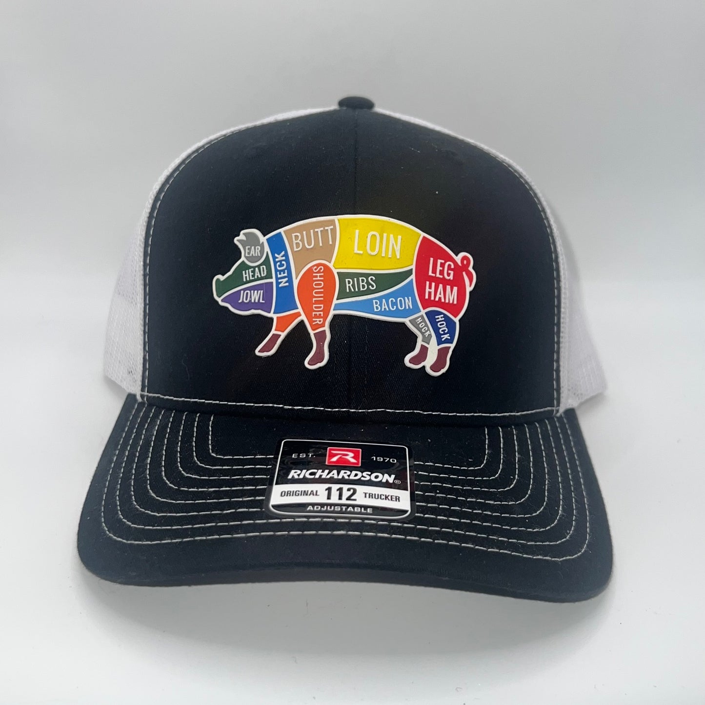 Pig Pork Meat Cuts 3D Silicone Patch Richardson 112 Trucker Cap – 2 Colors