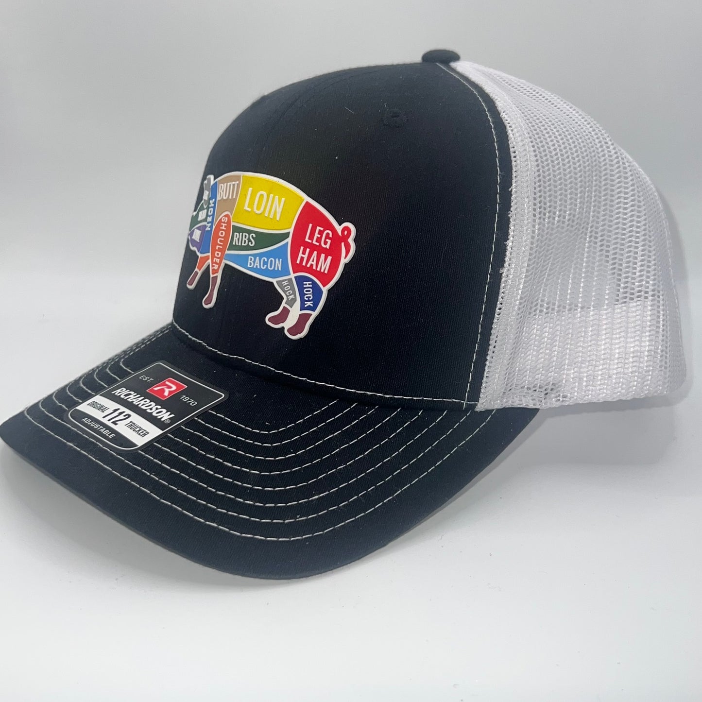 Pig Pork Meat Cuts 3D Silicone Patch Richardson 112 Trucker Cap – 2 Colors
