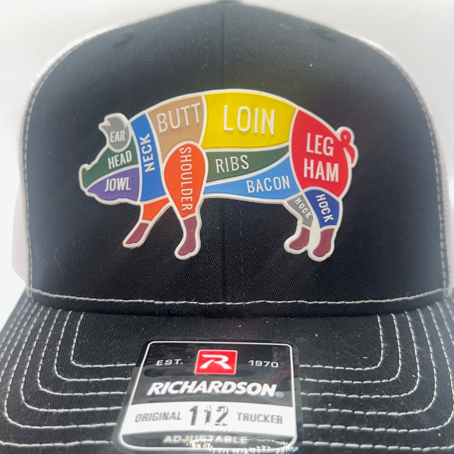 Pig Pork Meat Cuts 3D Silicone Patch Richardson 112 Trucker Cap – 2 Colors