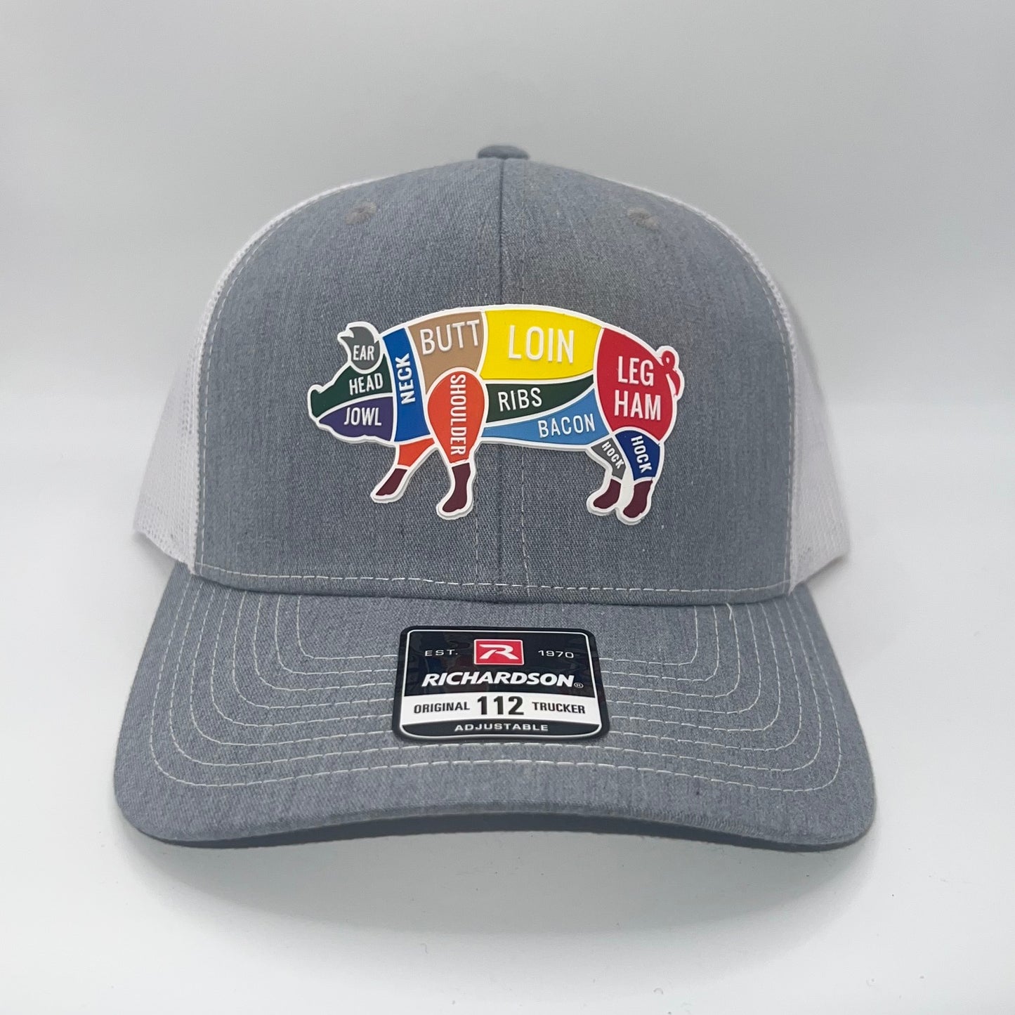 Pig Pork Meat Cuts 3D Silicone Patch Richardson 112 Trucker Cap – 2 Colors