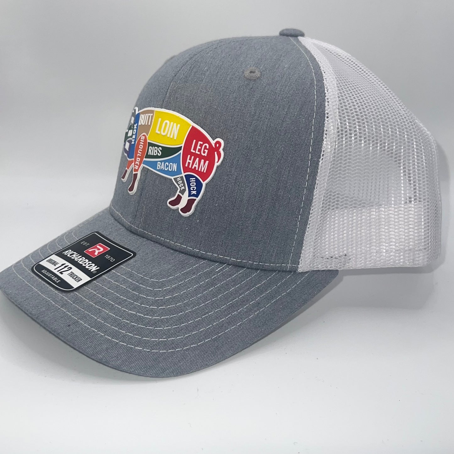 Pig Pork Meat Cuts 3D Silicone Patch Richardson 112 Trucker Cap – 2 Colors