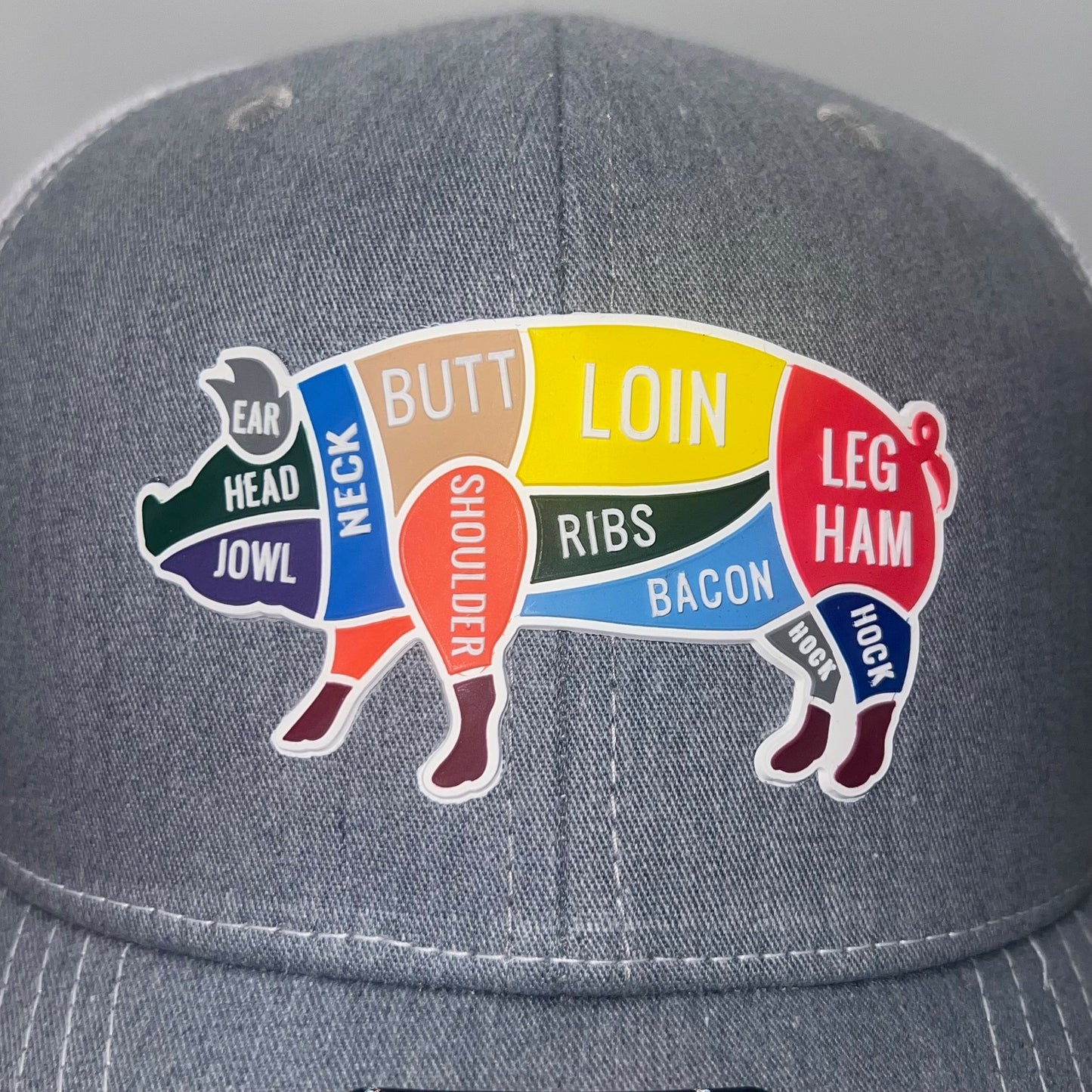 Pig Pork Meat Cuts 3D Silicone Patch Richardson 112 Trucker Cap – 2 Colors