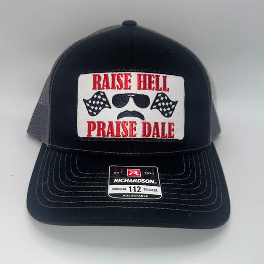 Raise Hell Praise Dale Earnhardt Trucker Cap | Richardson 112 Black/Charcoal