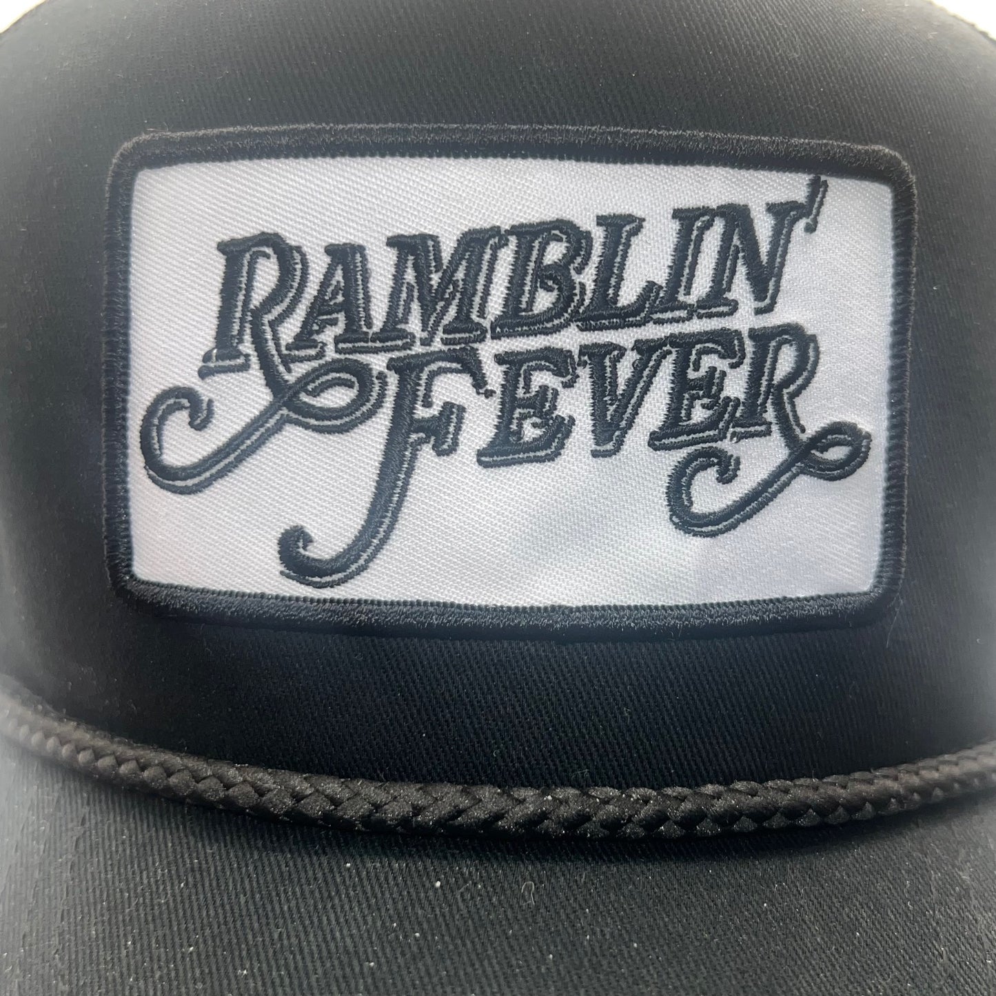 Ramblin' Fever Patch Cap | Black Rope Trucker Cap | Outdoor Cap Snapback