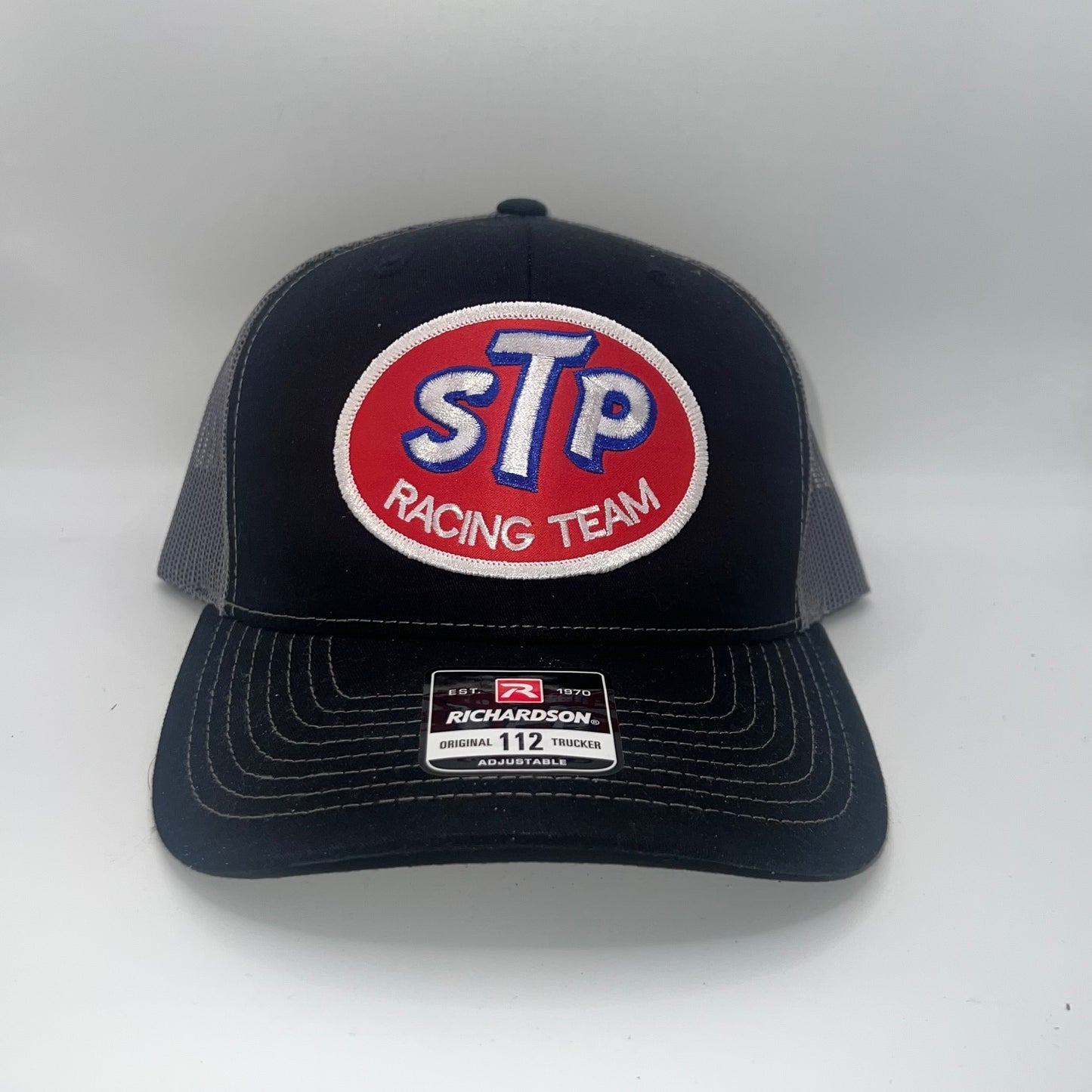 STP Racing Team Patch Cap – Richardson 112 Black/Charcoal Snapback Trucker