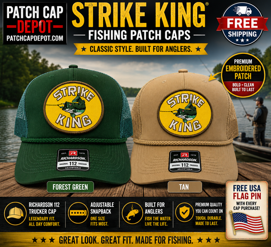 Strike King Fishing Patch Cap – Rope Trucker Snapback – Green & Khaki Color Options