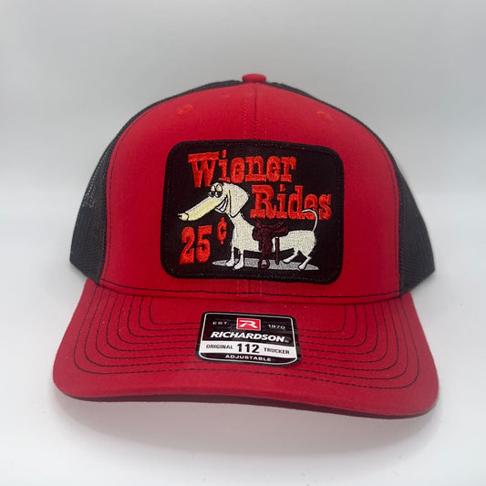Wiener Rides 25¢ Patch Cap | Red Black Richardson 112 Trucker