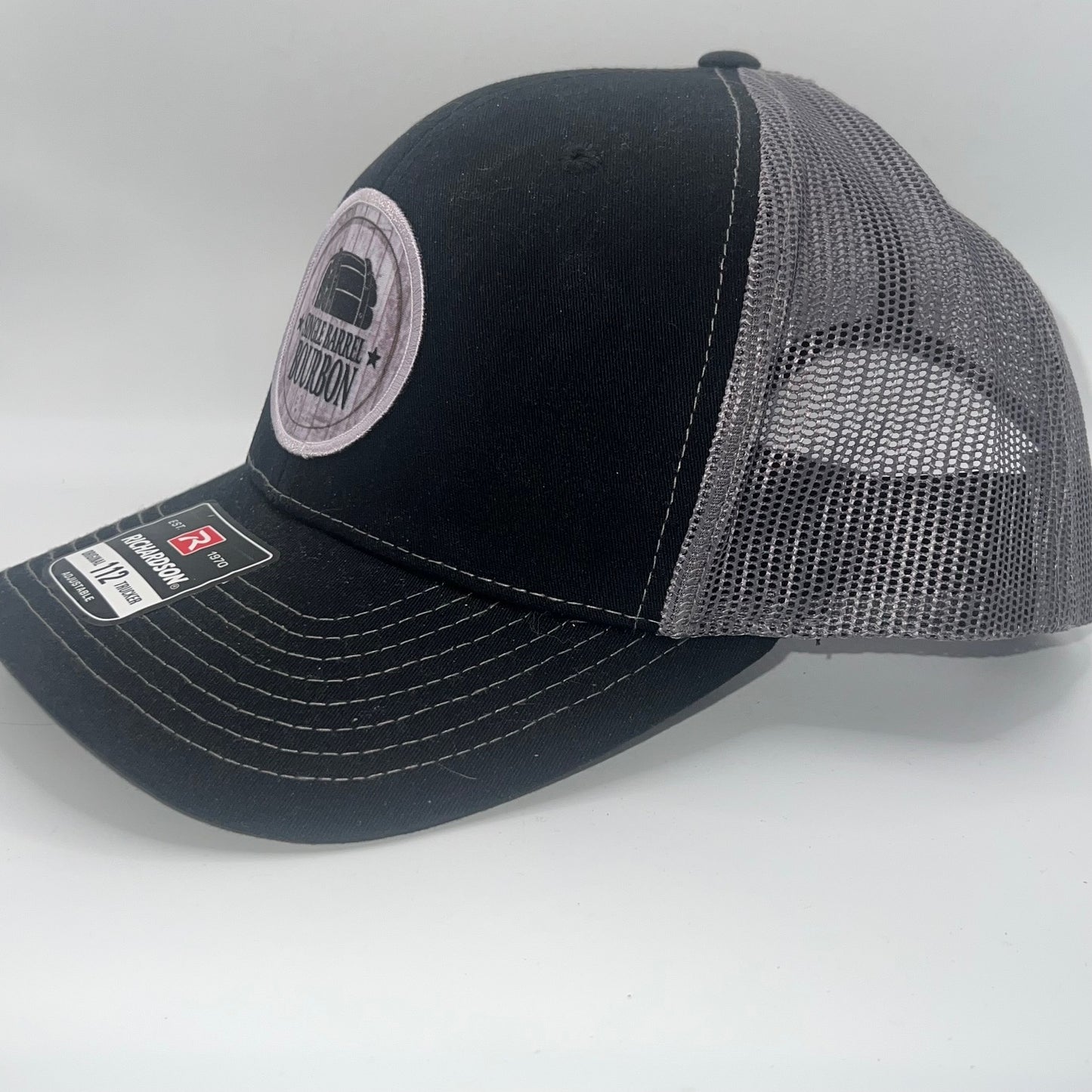 Single Barrel Bourbon Leather Patch Richardson 112 Trucker Cap | 3 Colors