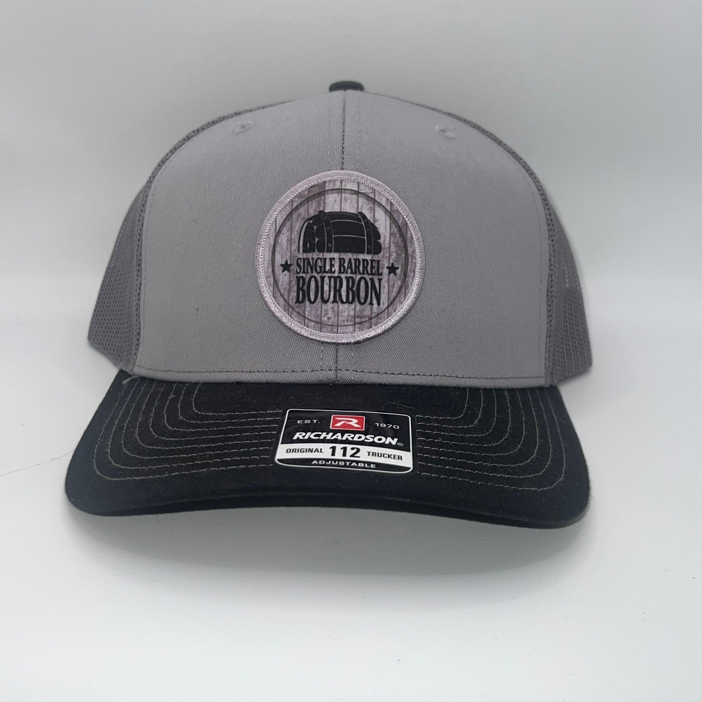Single Barrel Bourbon Leather Patch Richardson 112 Trucker Cap | 3 Colors
