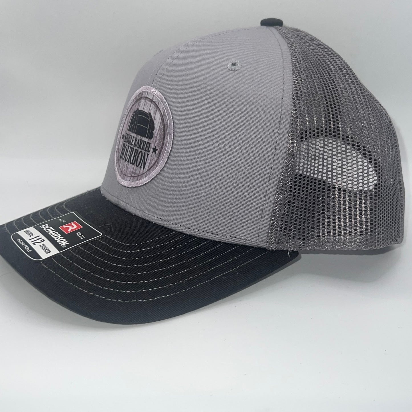Single Barrel Bourbon Leather Patch Richardson 112 Trucker Cap | 3 Colors