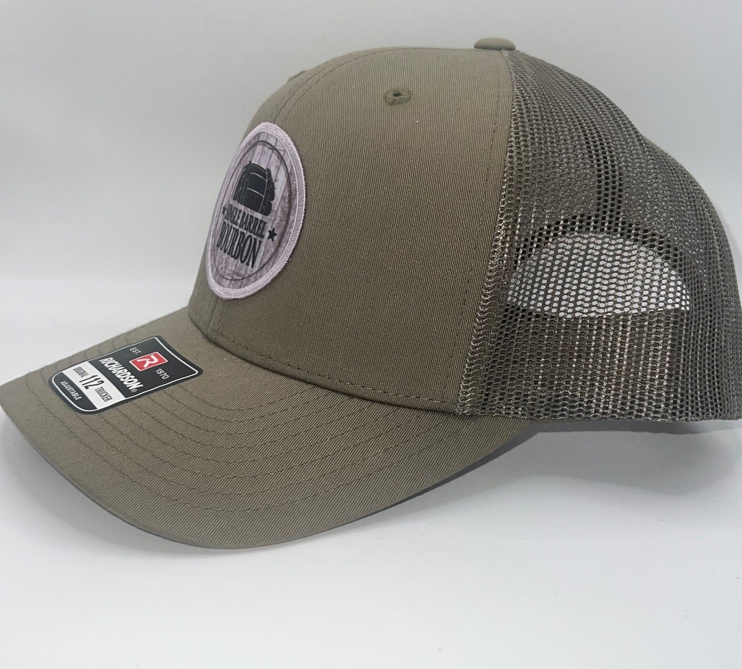 Single Barrel Bourbon Leather Patch Richardson 112 Trucker Cap | 3 Colors