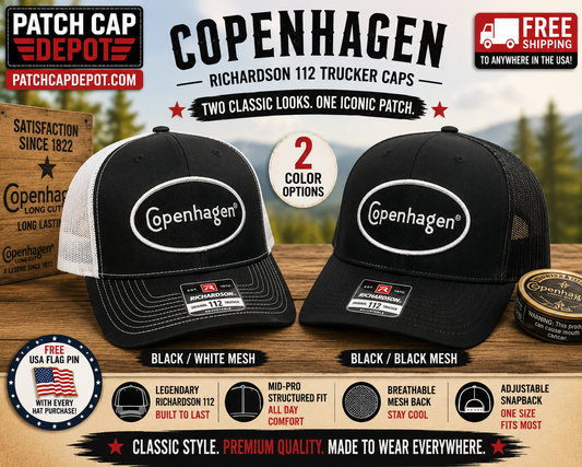 Richardson 112 Copenhagen Black & White Trucker Cap (2 styles)