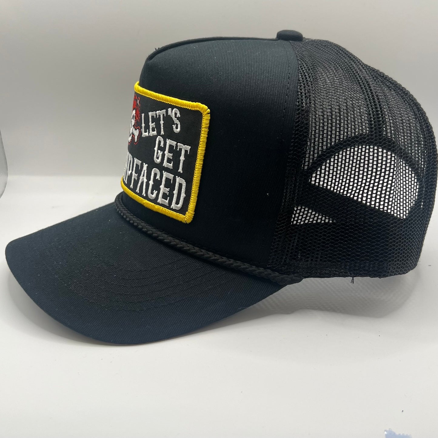 Let's Get Shipfaced Pirate Patch Trucker Cap – Black Snapback